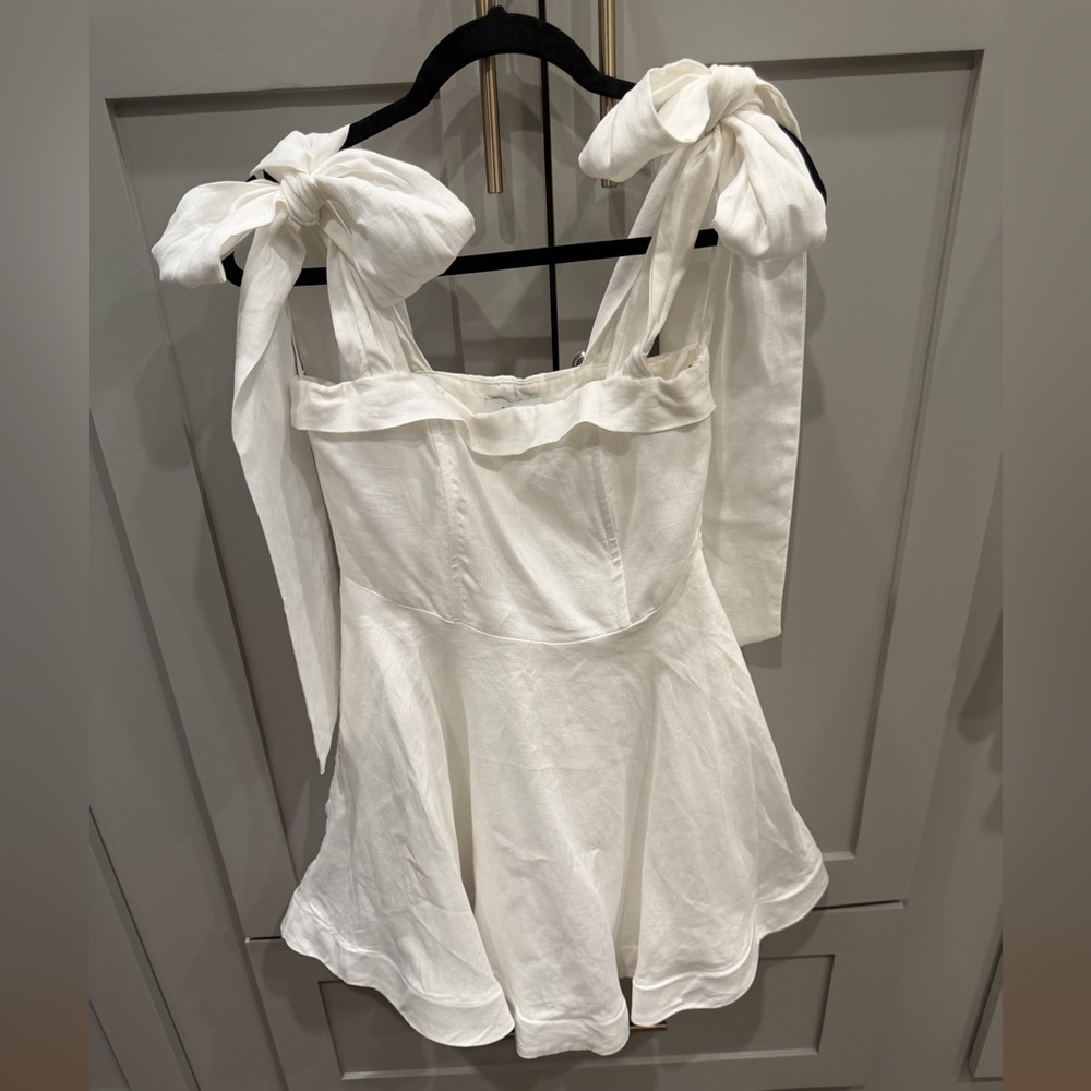 DISSH Aisle White Linen Bow Dress (4)